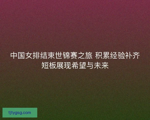 中国女排结束世锦赛之旅 积累经验补齐短板展现希望与未来